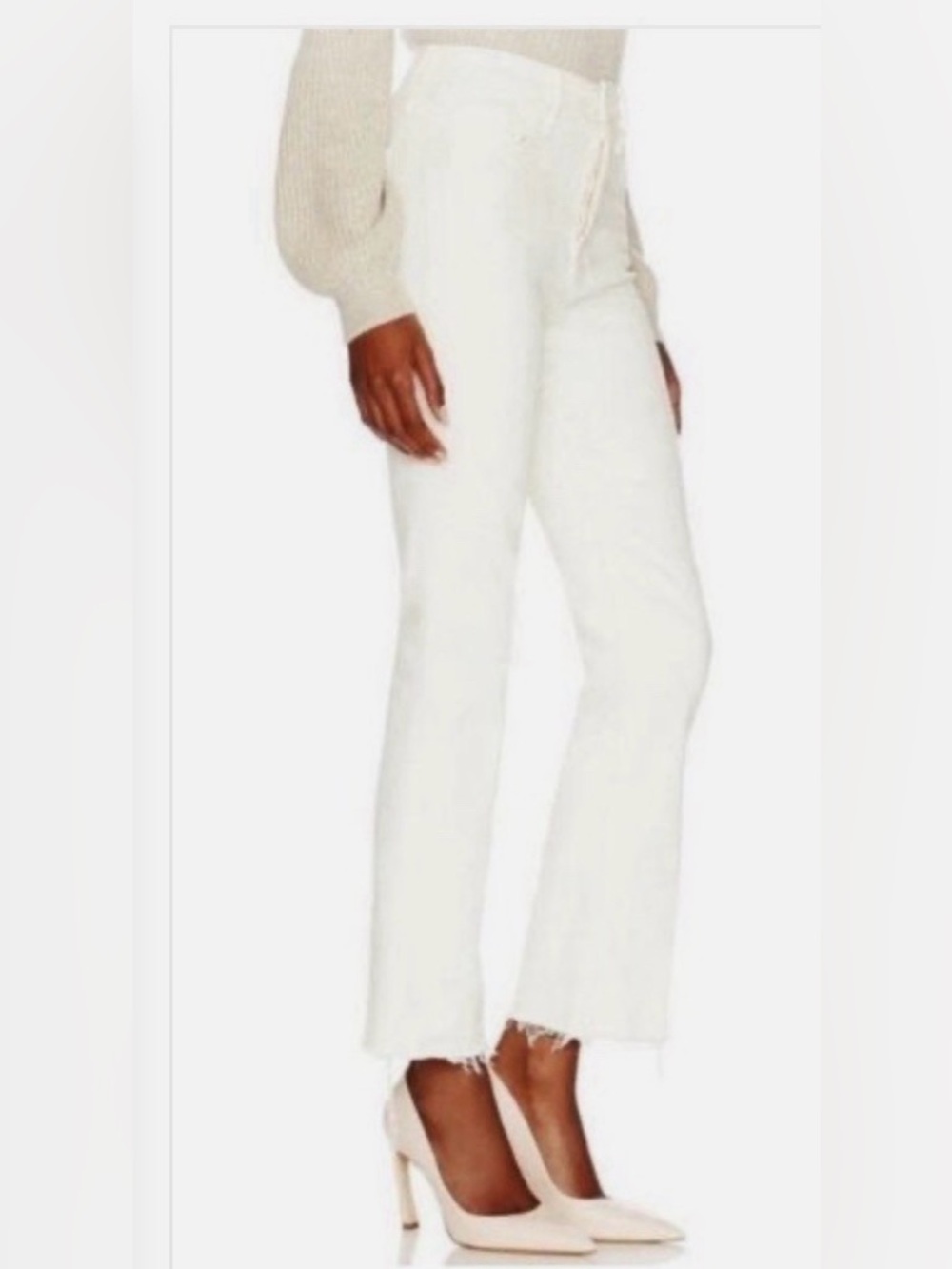 MOTHER The Tripper Ankle Fray “play date white” High Rise Cropped Size 28